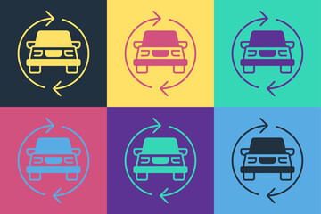 Pop art Car service icon isolated on color background. Auto mechanic service. Repair service auto mechanic. Maintenance sign. Vector