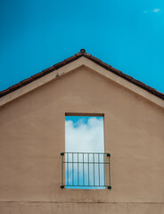 blue sky and window old building