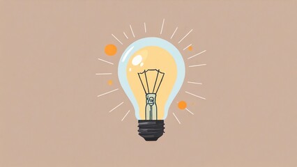 flat illustration of light bulb idea, business themed laptop