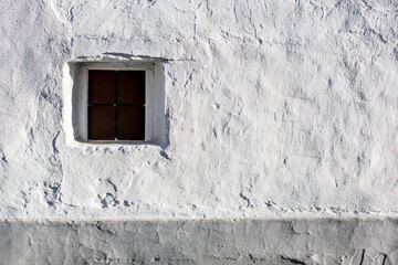 Whitewashed Wall With Window in Afternoon Light, Villaviciosa De Cordoba