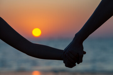 Mother and Daughter Holding Hands at Sanlucar de Barrameda Beach Sunset © Felipe Rodríguez