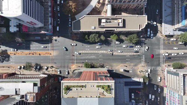 Johannesburg Avenue At Johannesburg In Gauteng South Africa. High Rise Buildings Landscape. Megacity Background. Johannesburg At Gauteng South Africa. Downtown City. Urban Outdoor.