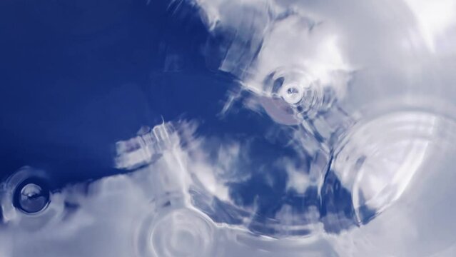 空を背景にした水面に広がる波紋のシームレスなループアニメーション動画
