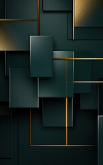 Abstract geometric background with green and gold rectangles