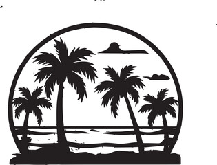 Obraz premium Beach Silhouette Vector Illustration