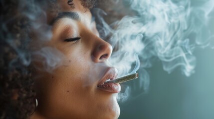 Obraz premium People smoke cannabis with smoke for entertainment usage