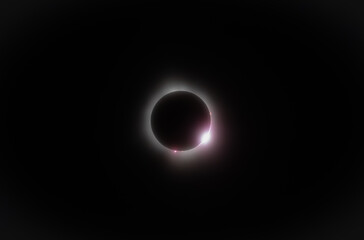 Moment of totality during total solar eclipse 2024 in Canada.