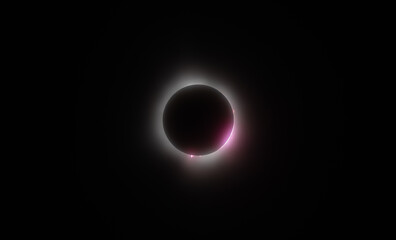 Moment of totality during total solar eclipse 2024 in Canada.