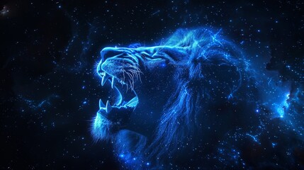 Leo the lion constellation depicted with glowing stars in deep space