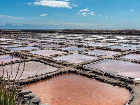 Panoramic view of evaporation pond of old  mines of Tenef&eacute;