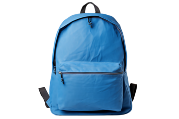 A bright blue backpack with a front zip pocket, ideal for school, travel, or casual use. Durable and stylish design for everyday convenience.