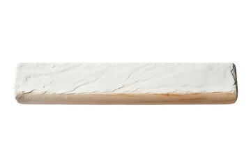 Close-up image of a long rectangular chalk piece isolated on a white background, ideal for educational or artistic use.