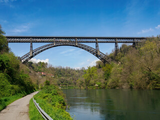 Iron bridge over Adda river at Paderno