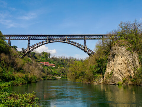 Iron bridge over Adda river at Paderno