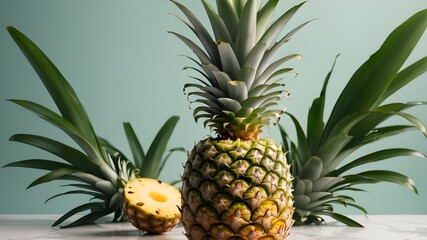 Obraz premium Pineapple isolated on transparent background old botanical illustration