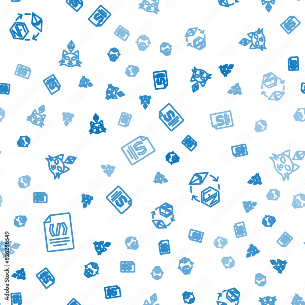 Aufkleber set line binary code, ethereum exchange nft and digital crypto art on seamless pattern. vector