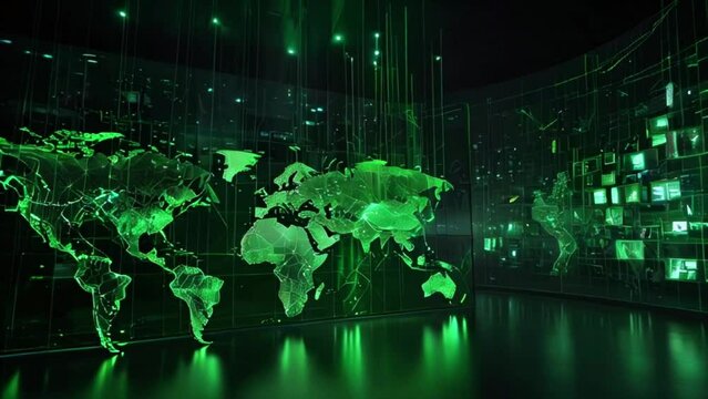 abstract binary code in map wolrd