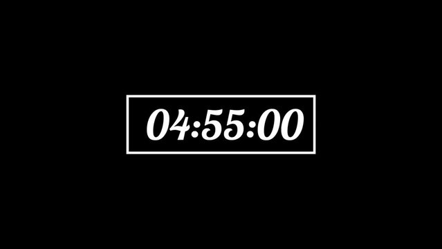 5 min count down timer, timer of five minutes, digital timer 
