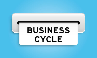 White coupon banner with word business cycle from machine on blue color background