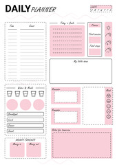Daily planner A4, minimalist planner, personalized daily planner, printable daily planner. Pink