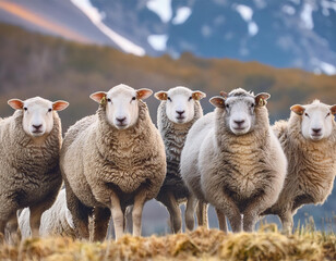Fototapeta premium Group of cute Merino Sheep