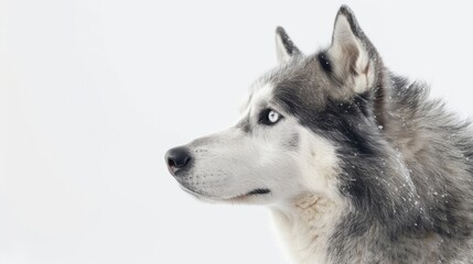 Obraz premium Portrait of a Husky dog over plain background