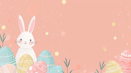 Fototapeta premium Beautiful background template of Easter holiday theme with bunny for poster presentation.