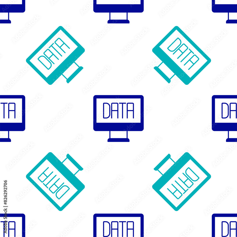 Wall mural Blue Data analysis icon isolated seamless pattern on white background. Business data analysis process, statistics. Charts and diagrams. Vector