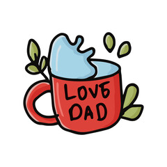 Father's day Cute Sticker Illustration.