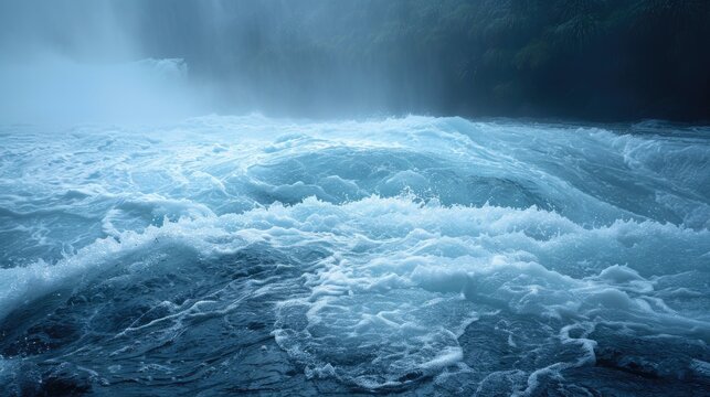 Blue River Rushing with Nature's Powerful Flow near Huka Falls