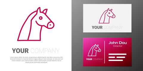 Logotype line Horse icon isolated on white background. Animal symbol. Logo design template element. Vector