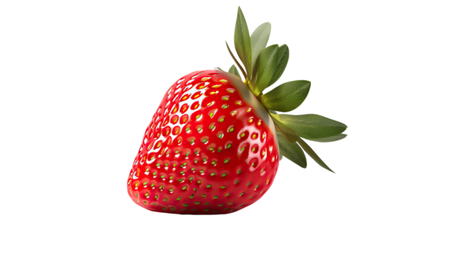 Strawberry isolated on transparent white with PNG background.