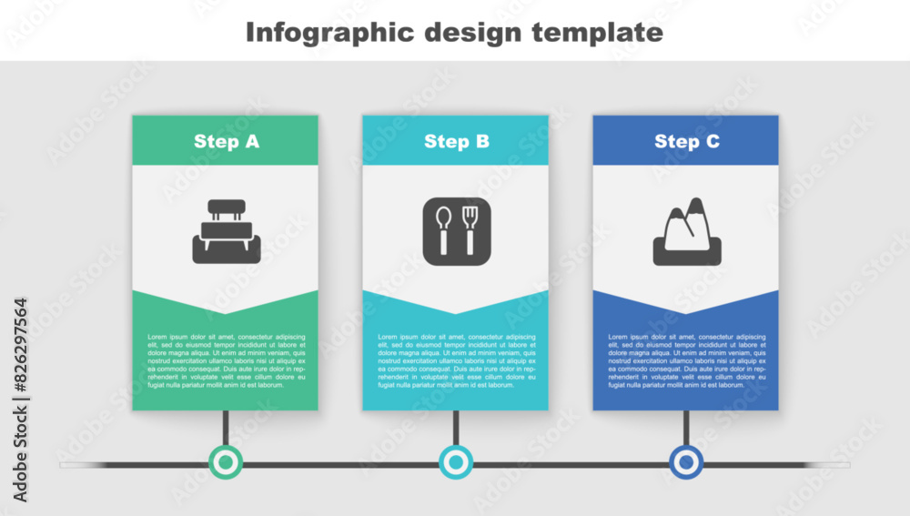 Canvas Prints Set Bench, Fork and spoon and Mountains. Business infographic template. Vector