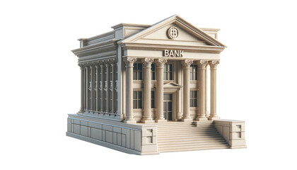 Bank building cut out transparent isolated on white background PNG file