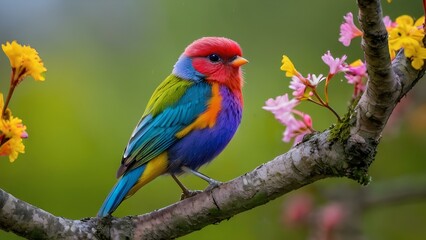 Obraz premium colorfully cute bird at the tree