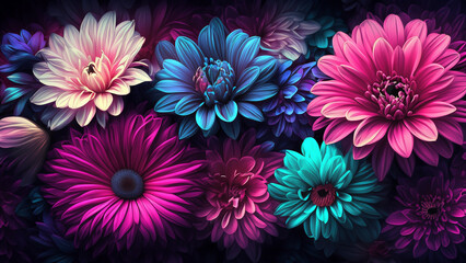Fototapeta premium Beautiful fantasy wallpaper with botanical flower background 