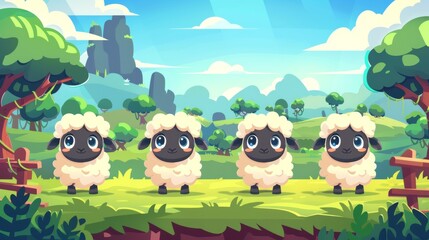 A cute cartoon sheep banner with plenty of room for copy (generative AI)