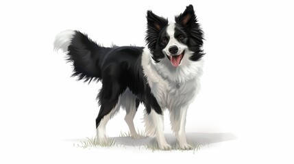 Adorable border collie dog generated by artificial intelligence on a white background