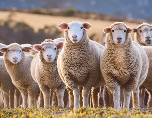 Obraz premium Group of cute Merino Sheep