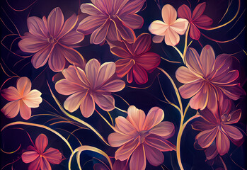 Obraz premium Beautiful fantasy wallpaper with botanical flower background 