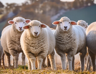Fototapeta premium Group of cute Merino Sheep