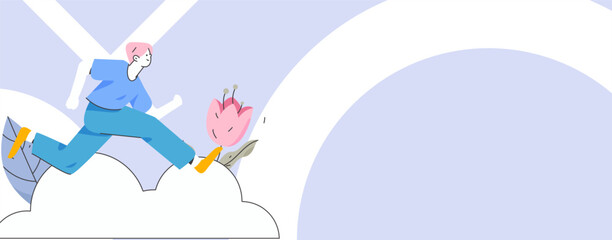 People exercising healthy running vector internet operation illustration
