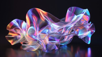 Obraz premium A sculpture featuring a rainbowcolored object against a black background