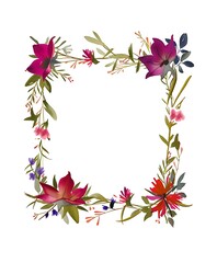 Colorful watercolor-style flower frame