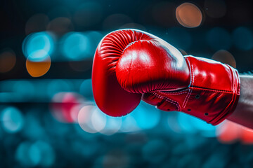 Person holding red boxing glove