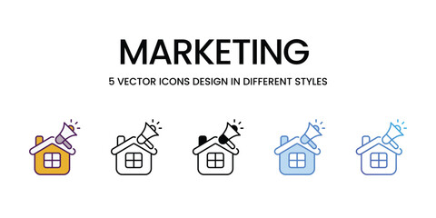 Marketing icons vector set stock illustration.