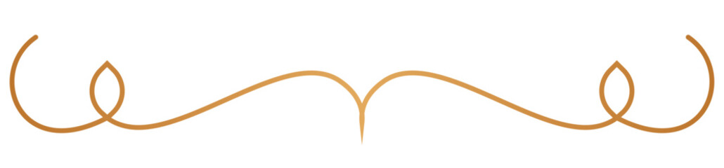 Gold text divider, luxury vintage ornament isolated on transparent. Editable stroke.