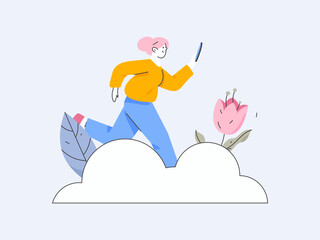 People exercising healthy running vector internet operation illustration
