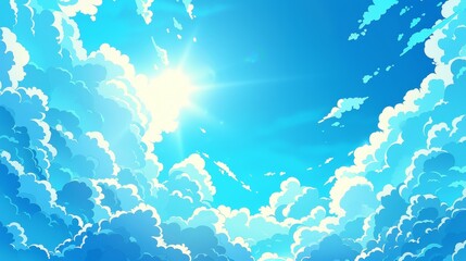 An illustration of a blue sky and clouds, a sunny day.