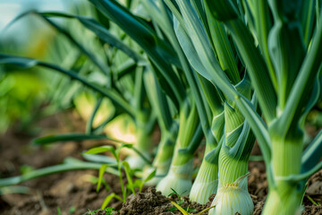 Obraz premium Onions growing in field